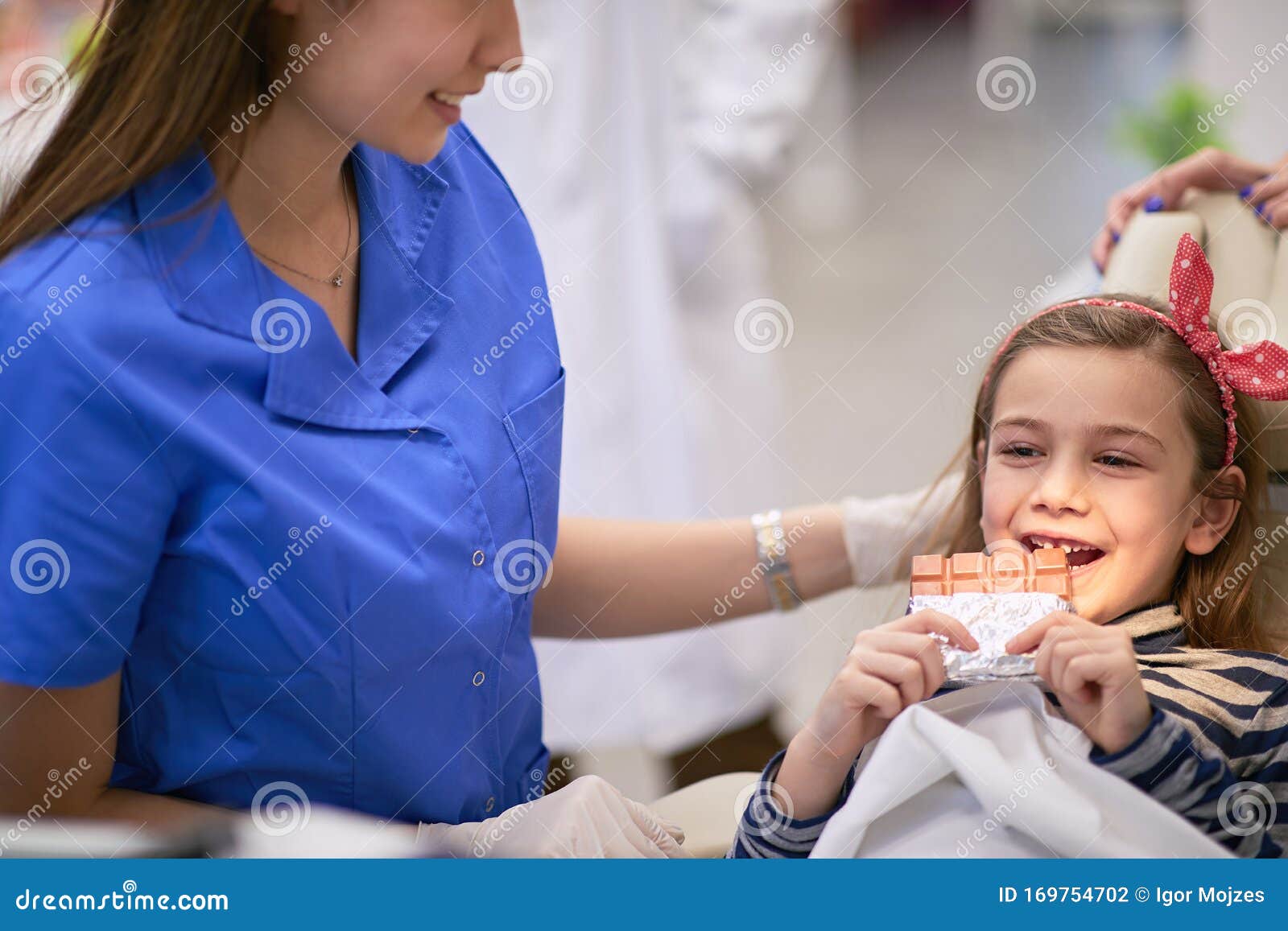 cute little girl at dentistÃ¢â¬â¢s office